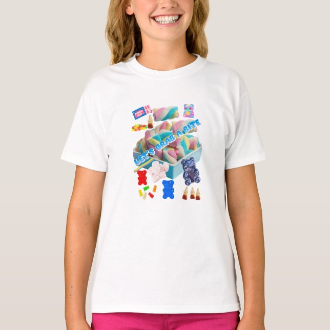 Camiseta de collage de caramelos Pastel (Anverso)