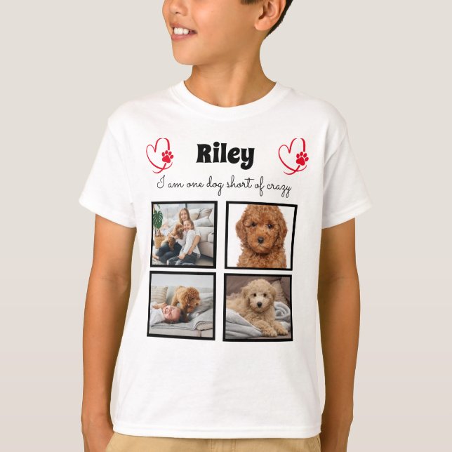 Camiseta de collage de fotos de 4 perros para niño (Anverso)