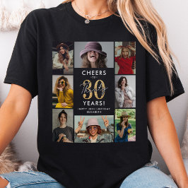 Camiseta de collage de fotos de cumpleaños 30 con 