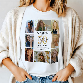 Camiseta de collage de fotos de cumpleaños 50 glam