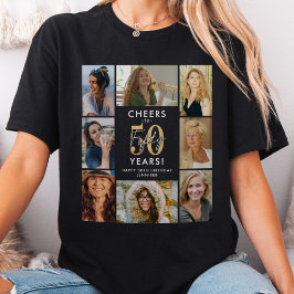 Camiseta de collage de fotos de cumpleaños 50 glam