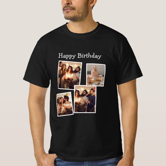 Camiseta de Collage de fotos de cumpleaños Minimal (Anverso)