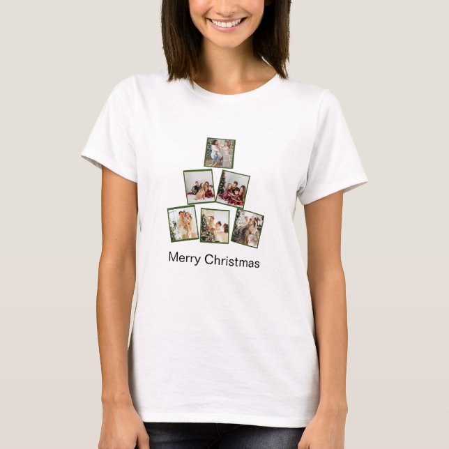 Camiseta de Collage de fotos de Navidades modernos (Anverso)