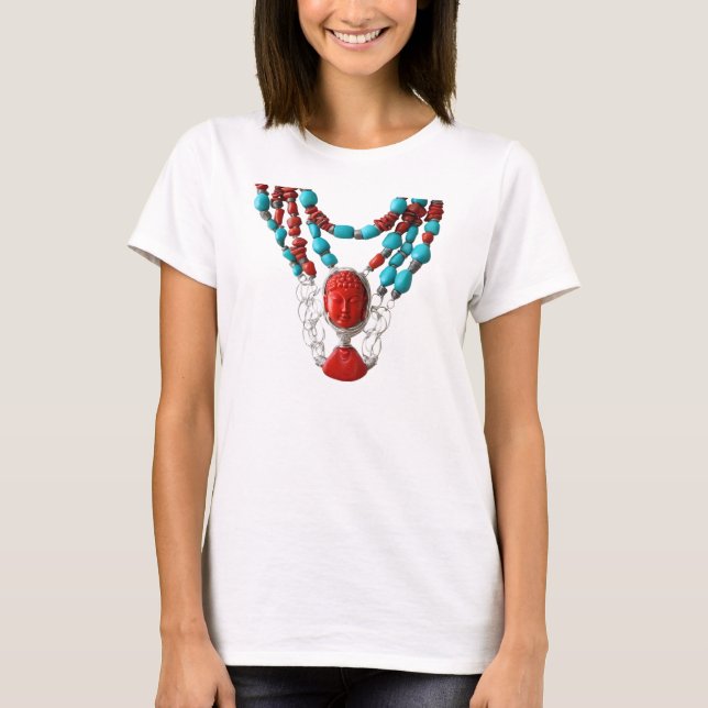 Camiseta de collar de mujeres turquesas de coral r (Anverso)