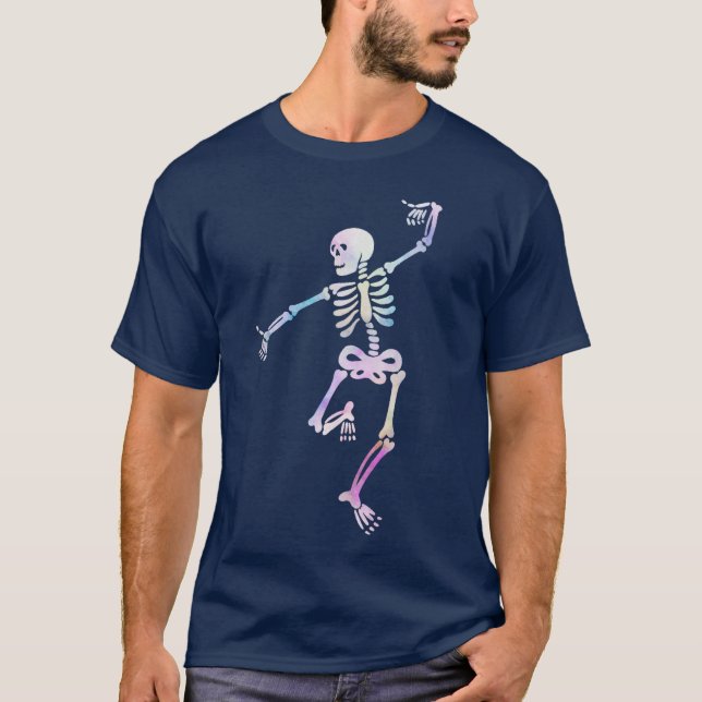 Camiseta de color de esqueleto bailable (Anverso)