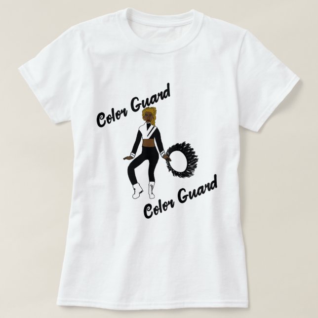 Camiseta de Color Guard Negro Blanco (Diseño del anverso)