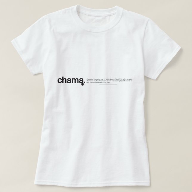 Camiseta de color negro y blanco Chama (Diseño del anverso)