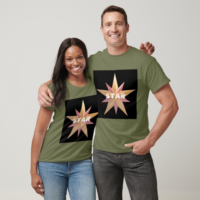 Camiseta de color verde fatiga con texto de estrel (Unisexo)