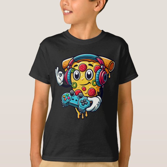 Camiseta de comida para juegos de video Gamer Pizz (Anverso)
