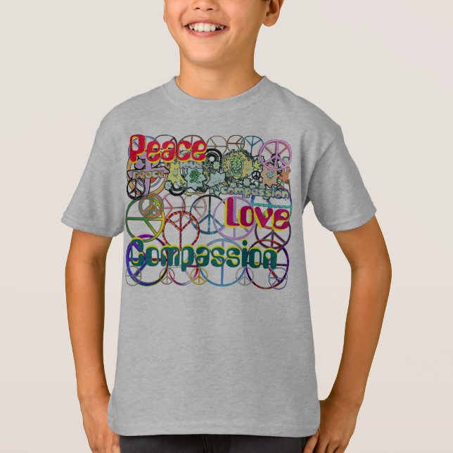 Camiseta de Compasión por el amor de la paz retro (Anverso)