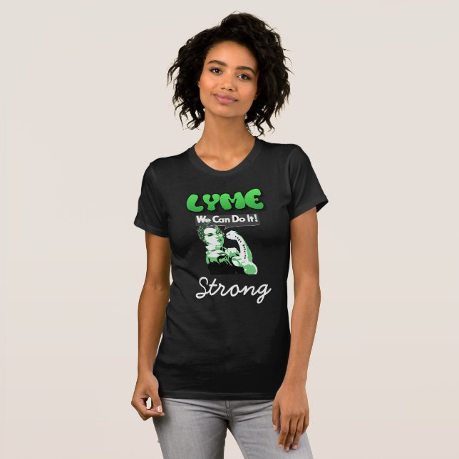 Camiseta de Conciencia de Lyme Fuerte Podemos Hace (Anverso completo)