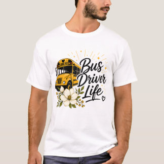 Camiseta de conductor de autobús escolar floral -