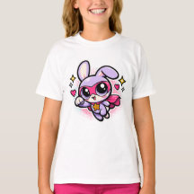 Camiseta de conejitas superheroínas Kawaii linda