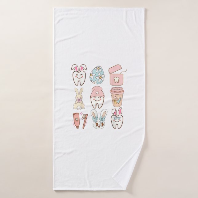 Camiseta de conejito de dientes de asistente denta (Toalla de baño)