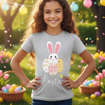 Camiseta de conejito de Pascua lindo para niñas