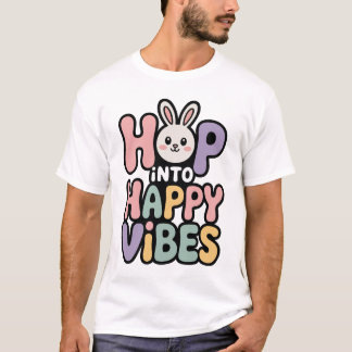 Camiseta de conejito de Pascua Vibra Feliz