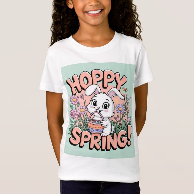 Camiseta de conejito de primavera agitada - Gi flo (Anverso)