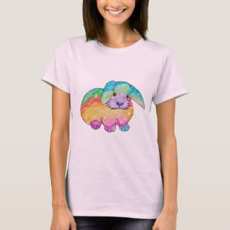 Camiseta de conejo de conejo de arcoiris pastel