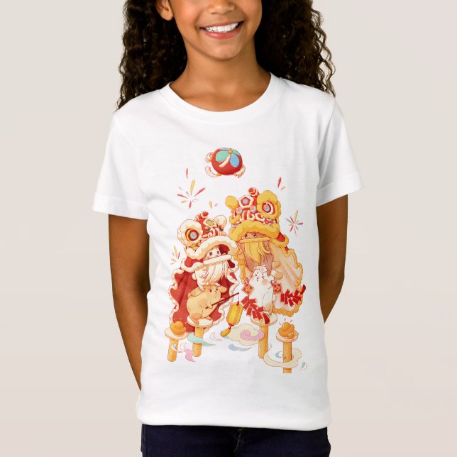 Camiseta de conejo de danza del león en Año Nuevo  (Anverso)