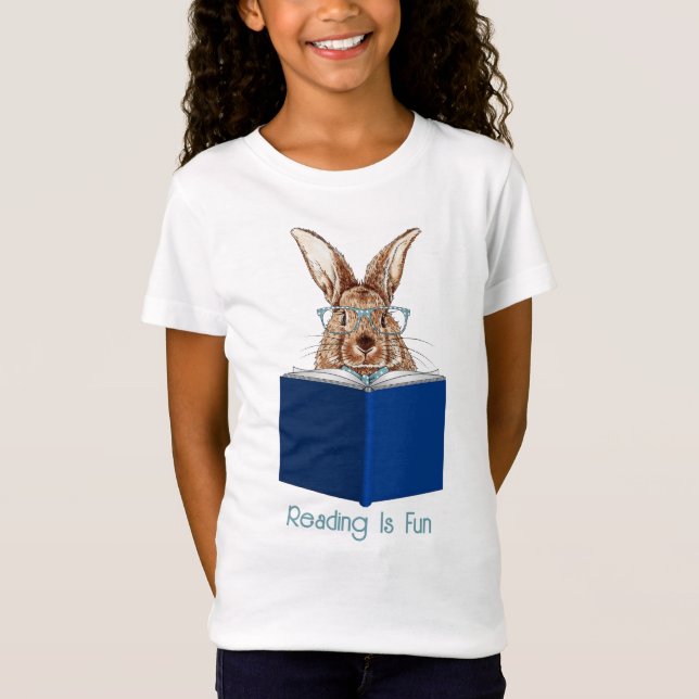 Camiseta de conejo marrón leyendo un libro (Anverso)