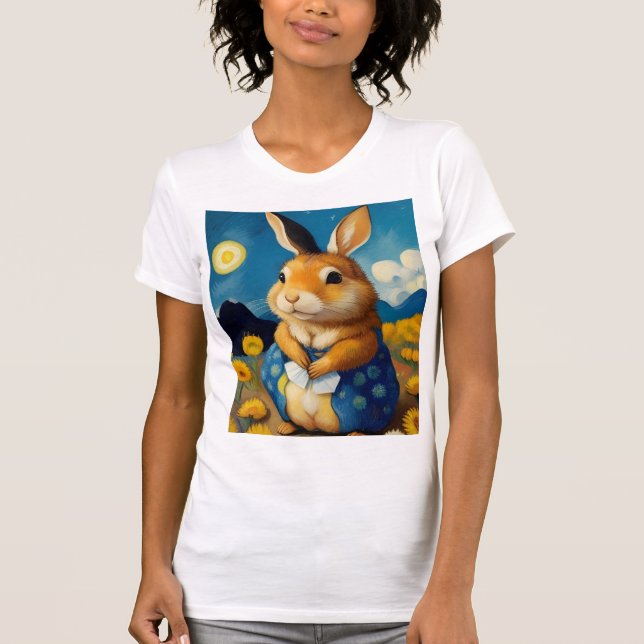 Camiseta de conejo primaveral estrellado  (Anverso)