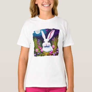 Camiseta de conejo y flores