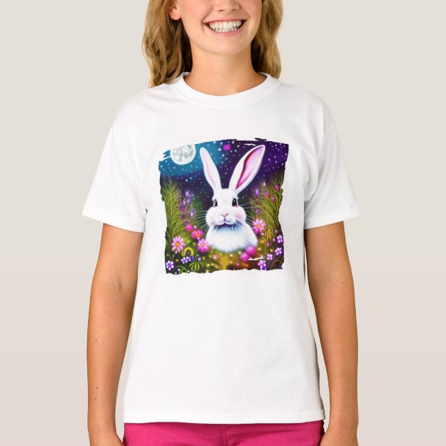 Camiseta de conejo y flores (Anverso)