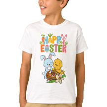 Camiseta de conejo y polluelo "Feliz Pascua" para 