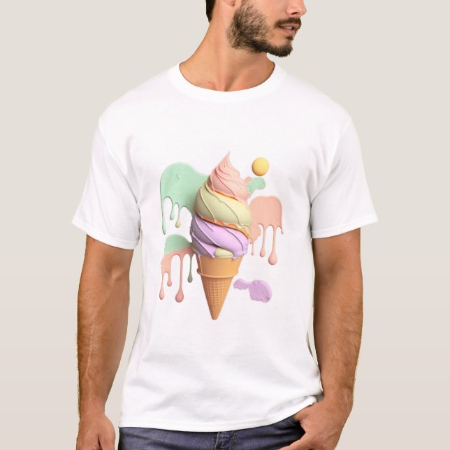 Camiseta de cono de helado dulce pastel (Anverso)