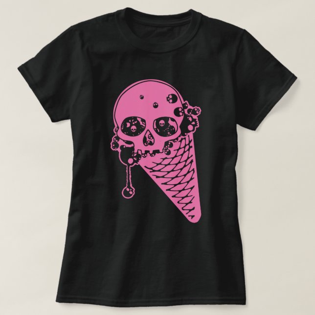 Camiseta De Cono De Helado Rosa Mal (Diseño del anverso)