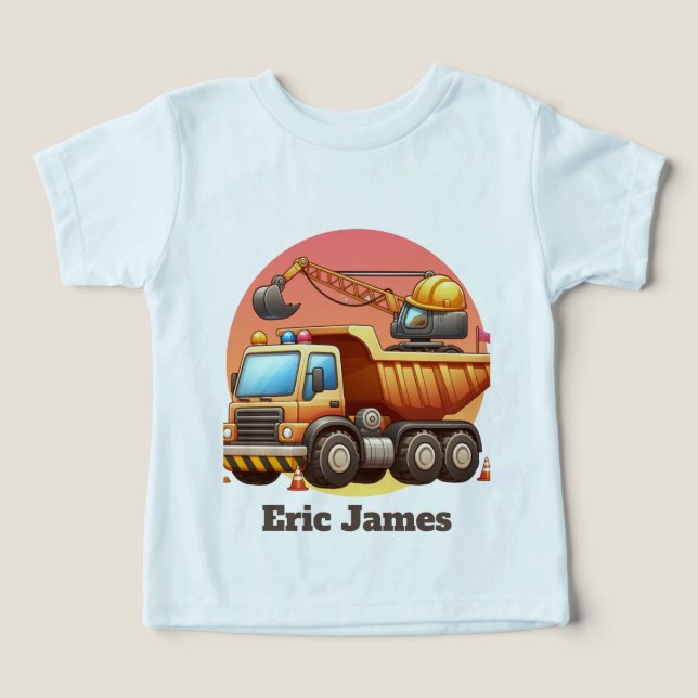Camiseta de construcción personalizable para niños (Diseño delantero )