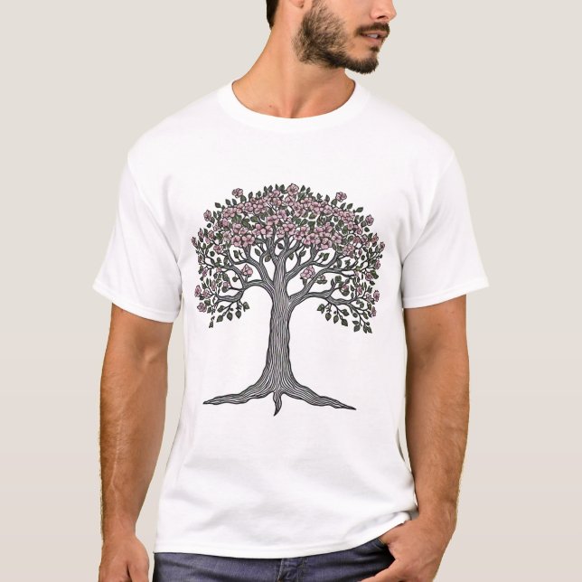 Camiseta de contorno de árbol majestuoso (Anverso)