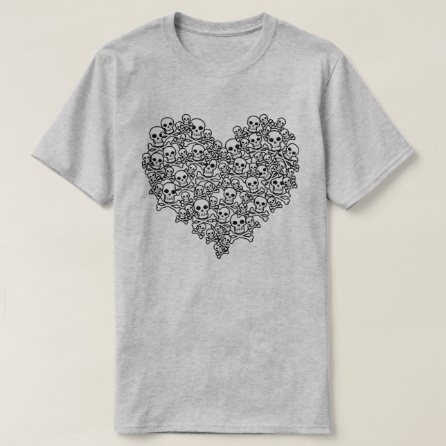 Camiseta de contorno de corazón cráneo (Diseño del anverso)