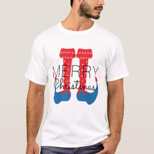 Camiseta de copo de nieve con escritura roja y azu