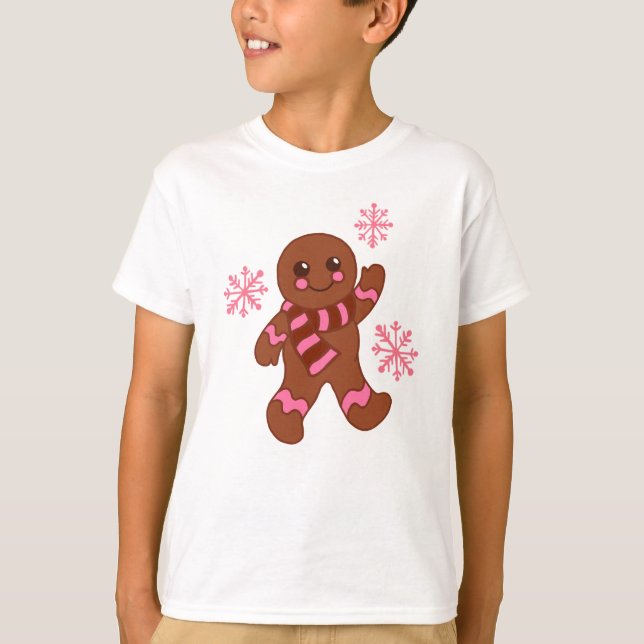 Camiseta de copos de nieve con pan de jengibre (Anverso)