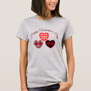 Camiseta de corazón a cuadros adorable día de San