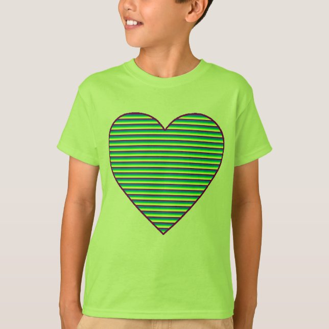 Camiseta de corazón a rayas para chicas (Anverso)