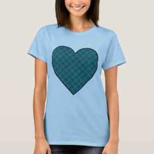 Camiseta de corazón azul pastoral para mujeres