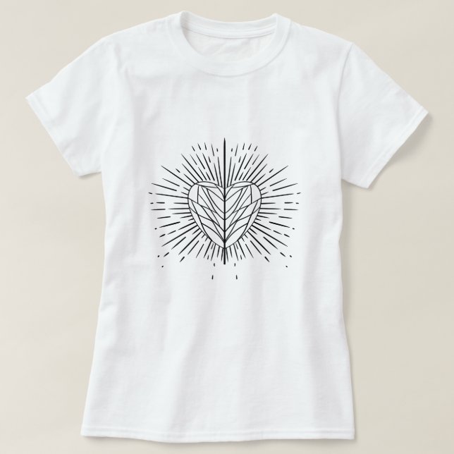 Camiseta de Corazón Blanco y Negro (Diseño del anverso)