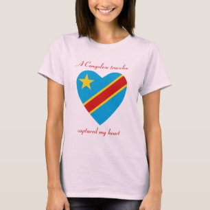 Camiseta de corazón con bandera de Congo-Kinshasa