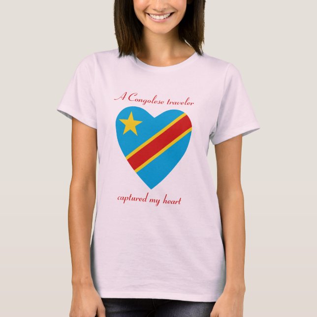 Camiseta de corazón con bandera de Congo-Kinshasa (Anverso)