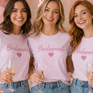 Camiseta de Corazón con Guión de Dama de Honor par