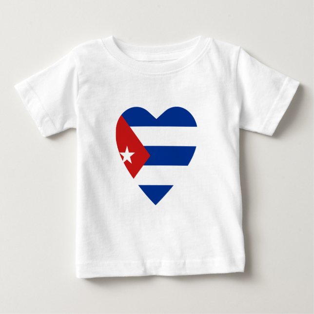 Camiseta de Corazón de Bandera de Cuba (Anverso)