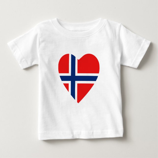Camiseta de Corazón de Bandera de Noruega (Anverso)
