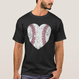 Camiseta de corazón de béisbol linda mamá papá hom