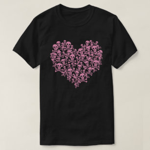 Camiseta de corazón de cráneo rosa