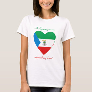 Camiseta de Corazón de la Bandera de Guinea Ecuato
