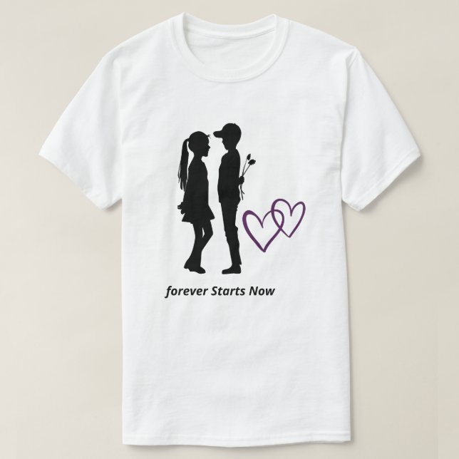 Camiseta de corazón de pareja romántica (Diseño del anverso)