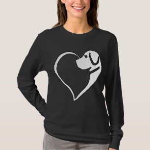Camiseta de corazón de perro blanco sobre negro