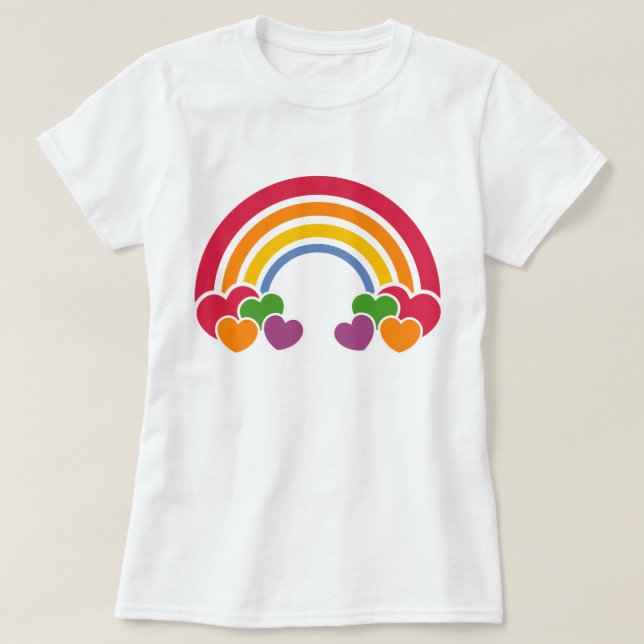 Camiseta de corazón en arco iris 80 (Diseño del anverso)